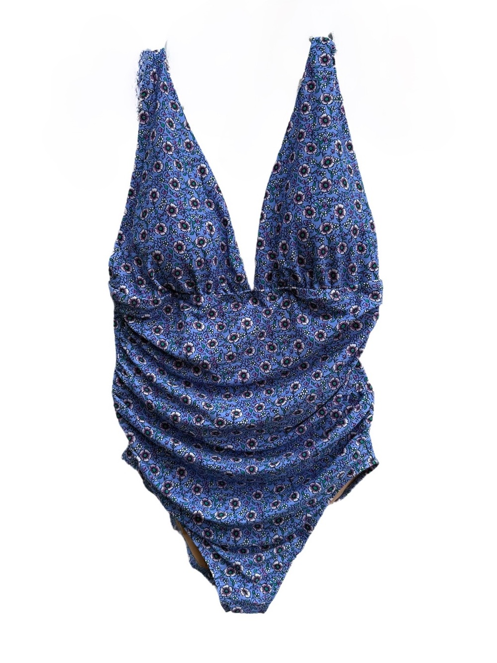 J Crew Ruched Plunge V Neck Swimsuit NWT